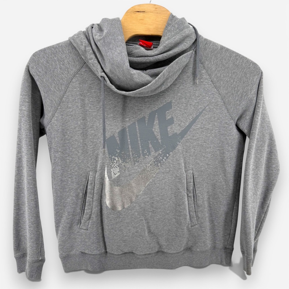 Nike Gray Cowl Neck Hoodie Pullover Sweatshirt‎ Women's XL